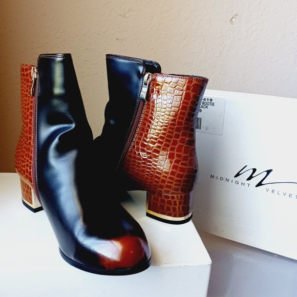 Midnigjt Velvet Brown/black short ankle zip up boots - Picture 7 of 9